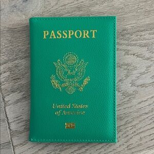 Green Passport Holder with Gold Embossing